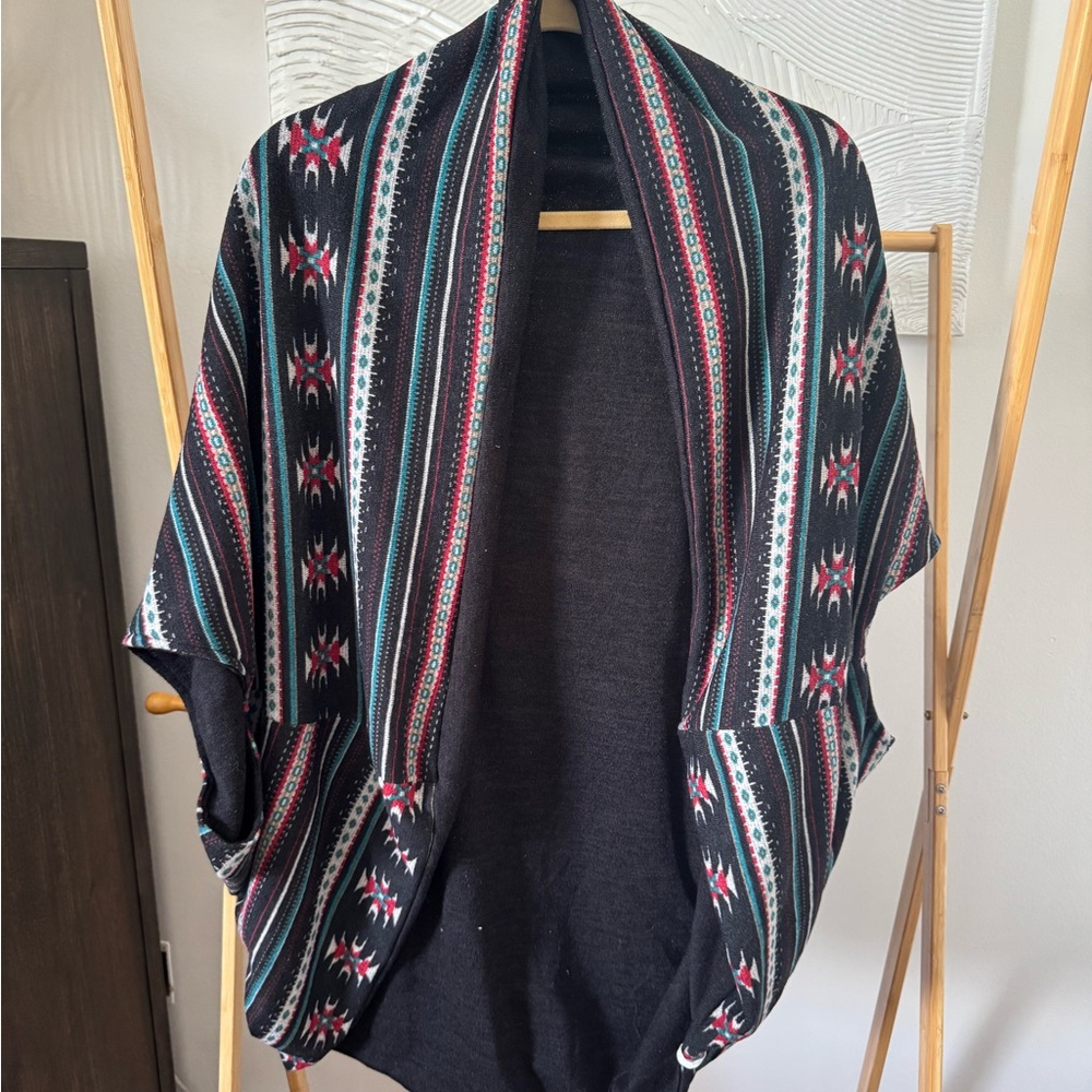 Bohemian Striped Open Front Cardigan